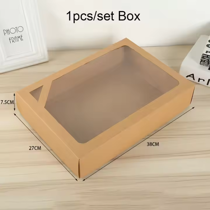 Caja de Papel Kraft para regalo de Navidad, caja de exhibición para dulces, pasteles, jabón, galletas, cupcakes, Baby Shower, boda - 1