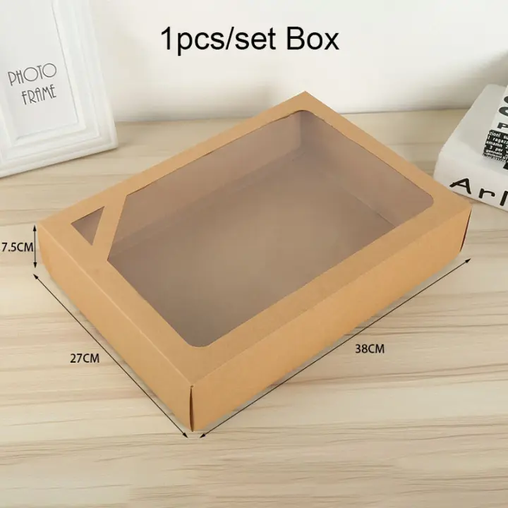 Caja de Papel Kraft para regalo de Navidad, caja de exhibición para dulces, pasteles, jabón, galletas, cupcakes, Baby Shower, boda - 1