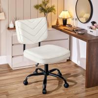 Silla de Oficina Ergonómica con Ruedas Piel Sintética, Ajustable en Altura para Estudio y Dormitorio Blanco - details 1