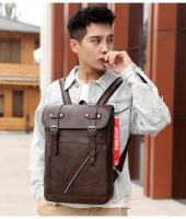Mochila de cuero para hombre y mujer, morral de estilo universitario, resistente al agua, sencillo y Popular, estilo Retro coreano - details 16