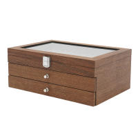 Caja para lápices, 34 ranuras, caja de almacenamiento con ventana de visualización, caja de madera, caja de portátiles (nogal) - details 9