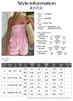 Conjunto de pantalones cortos con volantes sin tirantes, sencillo e informal, moda de verano para mujer - details 0