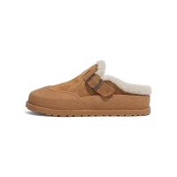Zuecos de felpa cálidos para la nieve para mujer, zapatillas antideslizantes para exteriores, zapatos informales de ante y piel para mujer, mulas blancas - details 6