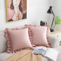 Funda de almohada suave con volantes de Color sólido, funda de almohada cuadrada Vintage, funda de cojín delicada de 45CM para sala de estar/oficina - details 2