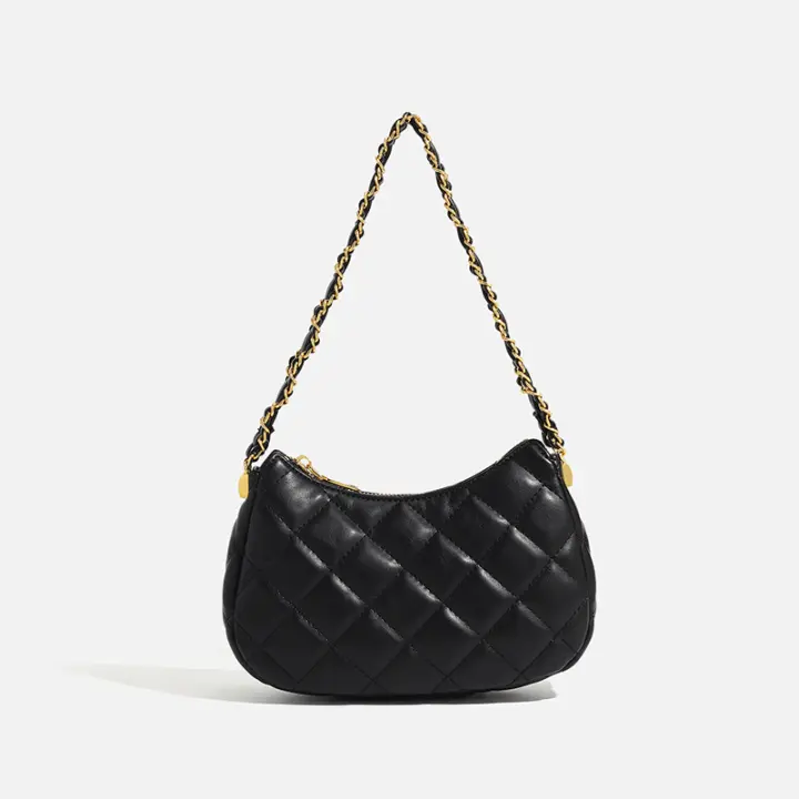 Nuevo bolso de mujer de moda de alta gama, bolso de media luna con cadena de diamantes, bolso de mensajero de hombro versátil. - 1