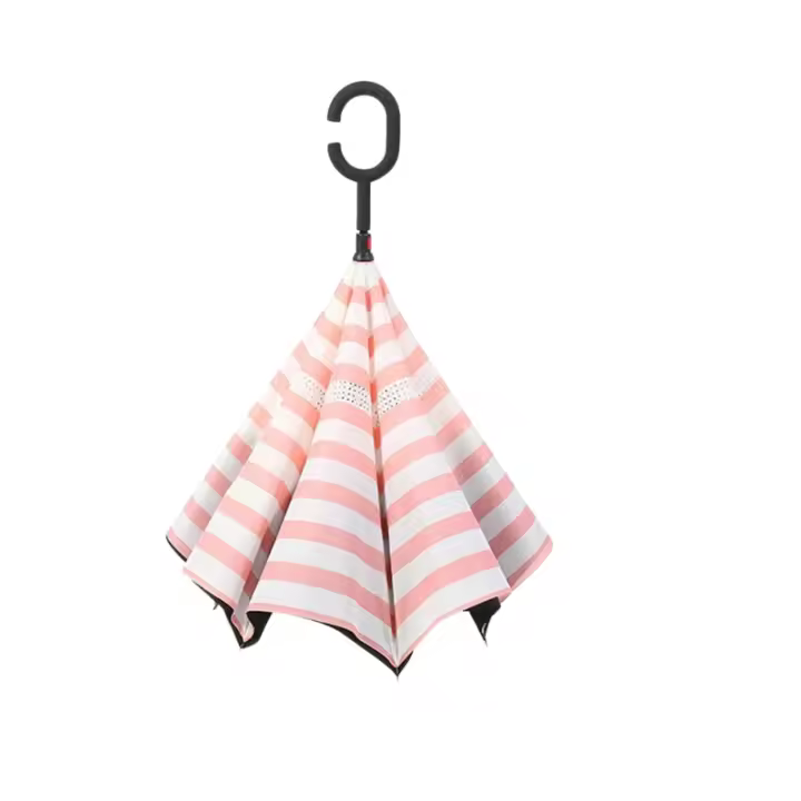 Paraguas invertido de doble capa para coches, paraguas plegables abiertos al revés, protección UV a prueba de viento, soporte automático grande, paraguas recto al revés para golf, mujeres y hombres con forma de C - 1