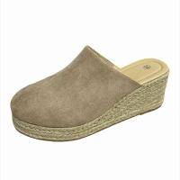 Nuevas sandalias de cuña de paja para verano y otoño 2025, sandalias de ante con punta redonda, tacones altos y suela de cáñamo con punta cerrada. - details 2
