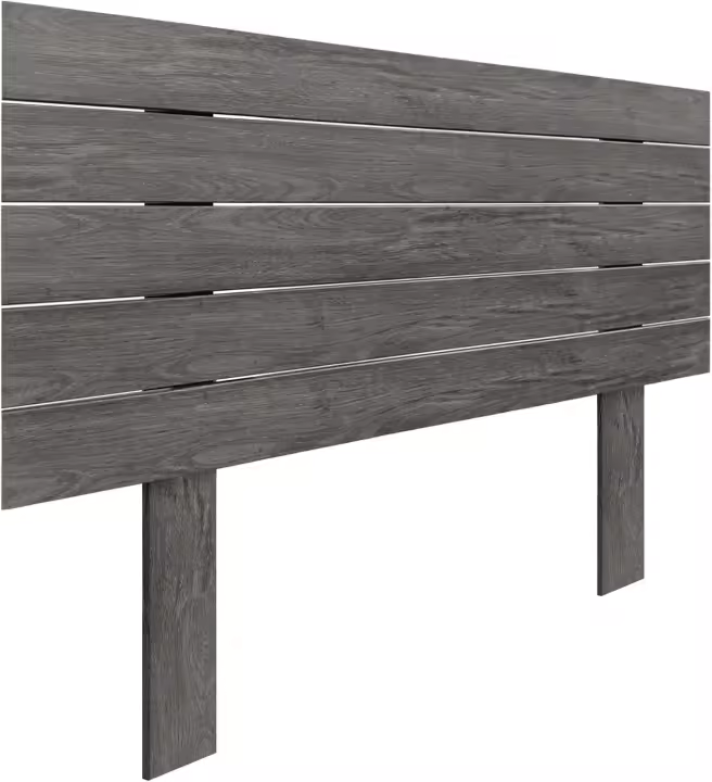 Cabecero de madera reciclada DM con patas estilo paleta horizontal, cama de palets, herrajes incluidos (150 cm, acabado mármol) - 1