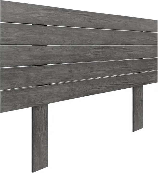 Cabecero de madera reciclada DM con patas estilo paleta horizontal, cama de palets, herrajes incluidos (150 cm, acabado mármol) - 1