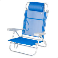 AKTIVE Silla de playa plegable, Silla de playa reclinable, 8 posiciones, 48x49x82 cm, Cojín acolchado, Asas de transporte, Peso máx 110 kg, Sillas de playa, Sillas de playa bajas, Multiposición, Respaldo reclinable, Sillas de playa plegables - details 1