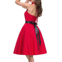 Vintage Women Summer Polka Dot Print Halter Party Dresses - details 75