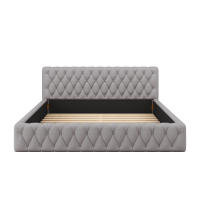 Cama tapizada Cama doble juvenil 140 x 200 cm, fabricada en terciopelo agradable para la piel, gris (Sin colchón) - details 1