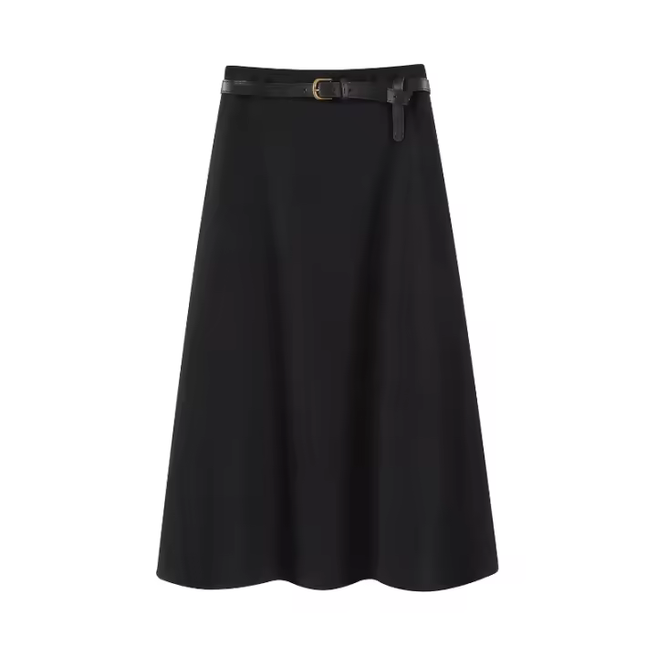 Seulish vintage faldas de lana gruesas para mujer Otoño Invierno nuevo color sólido casual cintura alta A-line faldas de mujer - 1