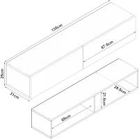 Mesa TV Flotante Mueble TV Suspendido con 2 Compartimentos Puertas Abatibles Aglomerado 135 x 31 x 25 cm - details 4