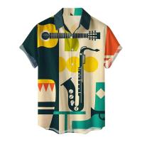 Camisa hawaiana de manga corta con cuello para hombre, suéter de lana informal, estampado vaquero, moderno, asequible, adecuado para el verano de 2024 - details 5