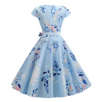 Women summer vintage 1950s 60s big swing party polka dot dress - details 25