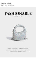 Bolso de Mano Tejido a Mano para Mujeres Lujo Ligero de Verano Blanco con Cuello Dorado - details 0