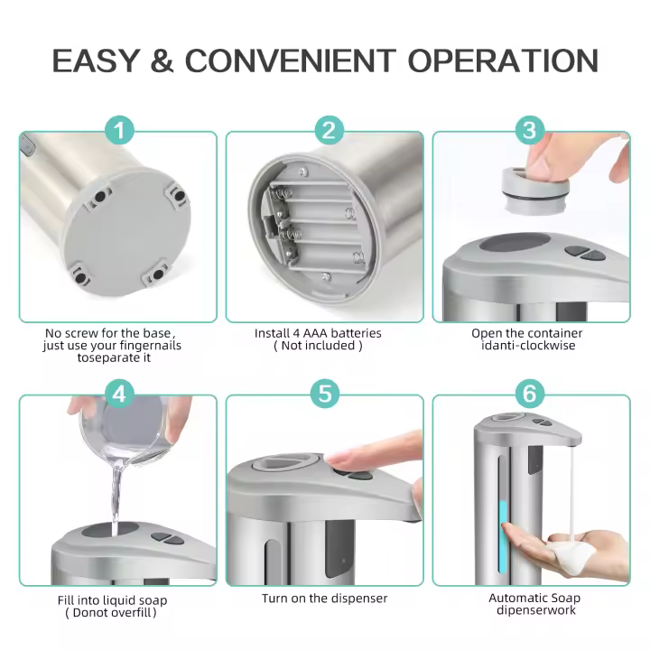 Dispensador automático de jabones, contenedor de gran capacidad, 280ML - 1