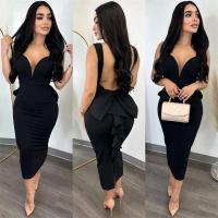 Elegante Vestido Midi con Lazo de Espalda y Volantes Perfecto para Fiestas Nocturnas, Clubes y Eventos de Moda para Mujeres - details 5