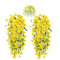 2 Piezas De Flores Artificiales Colgantes Para Exteriores, Plantas De Vid Larga, Eucalipto De Gloria Matutina, Verde De Imitación Realista Para Interior, Exterior, Patio, Porche, Jardín, Decoración De Primavera - details 0