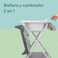 Bañera Cambiador Bebé 2 en 1, 0-12 M (máx 11 kg), Fácil de Mover 4 Ruedas con Freno, Múltiples Compartimentos Almacenamiento, Colchón Cambiador Acolchado, Fácil Drenaje, Gris Mist - details 9