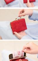 MIYIN-cartera pequeña de cuero para mujer, monedero Vintage plegable, compacto, con cremallera y cierre de beso - details 6