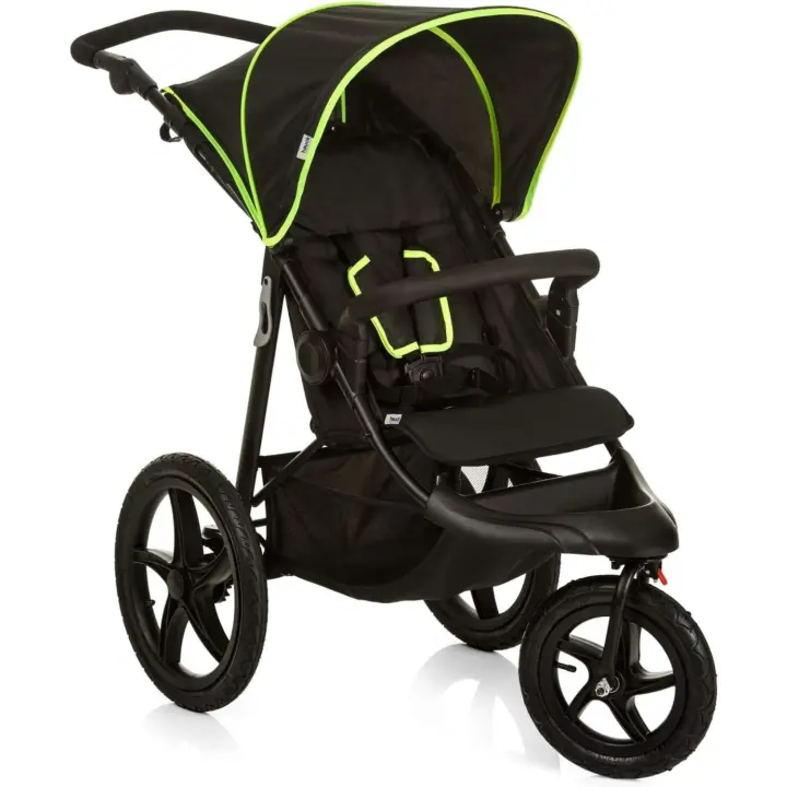 Carrito Bebe Ligero hasta 25kg 3 Ruedas Neumáticas Cubierta UV50+ Plegable y Compacto Negro/Neón - 1