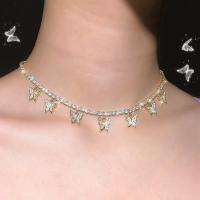 Colgante de mariposa de cristal para mujer, gargantilla de cadena hueca de Color dorado con personalidad, Collar Punk, joyería - details 7