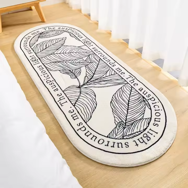Alfombras suaves y esponjosas para mesita de noche, alfombra de flores nórdicas para habitación de niños, dormitorio, baño, sala de estar, antideslizante, decoración del hogar, alfombra de piso larga - 1