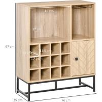 Estantes abiertos para 12 botellas y soporte para 6 copas de vino para comedor, bar o restaurante. - details 2