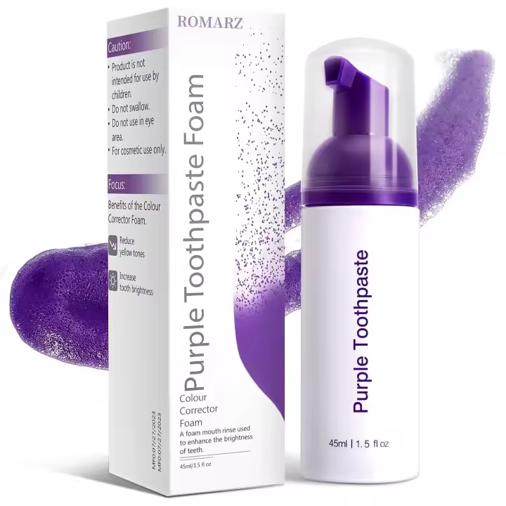 Pasta de dientes morada para blanquear, kit de blanqueamiento de dientes morado, corrector de color para eliminar manchas de dientes - 1