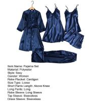 Conjunto de Dormir para Mujeres Ouwu Top de Seda Saturada, Pantalones Cortos, Pantalones de Encaje Suelto - details 13