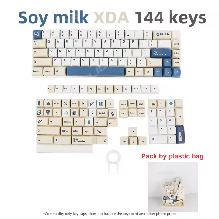 USLION-teclas de perfil XDA con tema de leche de soja, teclas de sublimación con tinte PBT en inglés, teclas para juegos, Teclado mecánico, interruptor MX, 134 teclas - 1