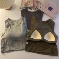 1/2 Unidades. Sujetador deportivo en la espalda para mujer, chaleco sin mangas, parte superior de tubo delgada, ropa interior con almohadillas para sujetador, camiseta interior, Top corto elástico coreano - details 12