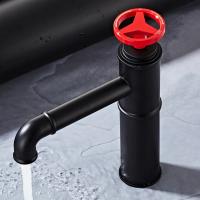 Grifo de Lavabo de Estilo Industrial Retro Grifo de Vajilla de Latón Negro y Rojo - details 0