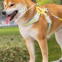 Conjunto de arnés y correa ajustables para perros, chaleco para caminar para mascotas transpirable multicolor con cuerda de tracción, correa para el pecho para perros para todas las estaciones - details 2