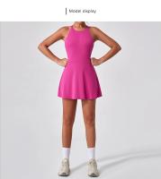 Vestido deportivo adelgazante antideslumbrante para mujer, ropa de entrenamiento de tenis de plumas de secado rápido, Fitness en la espalda, ropa de Yoga de una pieza - details 1