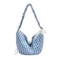 Bolso de hombro Hobos coreano Simple, bolso cruzado a cuadros de media luna, bolsos de lona de gran capacidad para niñas - details 9