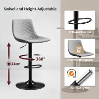 Microfibra Altura Ajustable, Taburete de Cocina con Reposapiés, Taburete Alto 150kg para Comedor, Mostrador - details 2