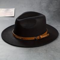 Classic British Style Fedoras Cap Simple Belt Decor Jazz Hats Solid Color Unisex Felt Hat For Women & Men - details 5