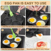 Sartén antiadherente de 4 agujeros, Ideal para tortilla, huevo frito, panqueque, hamburguesa, tocino, bistec, fácil de limpiar, 1 unidad - details 3