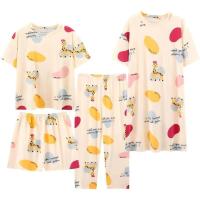 Conjunto De Pijamas De Verano Para Mujer Talla Grande Estampado De Oso Y Corazón Casual Manga Corta Pantalones Anchos Ropa De Dormir Transpirable De Poliéster - details 5