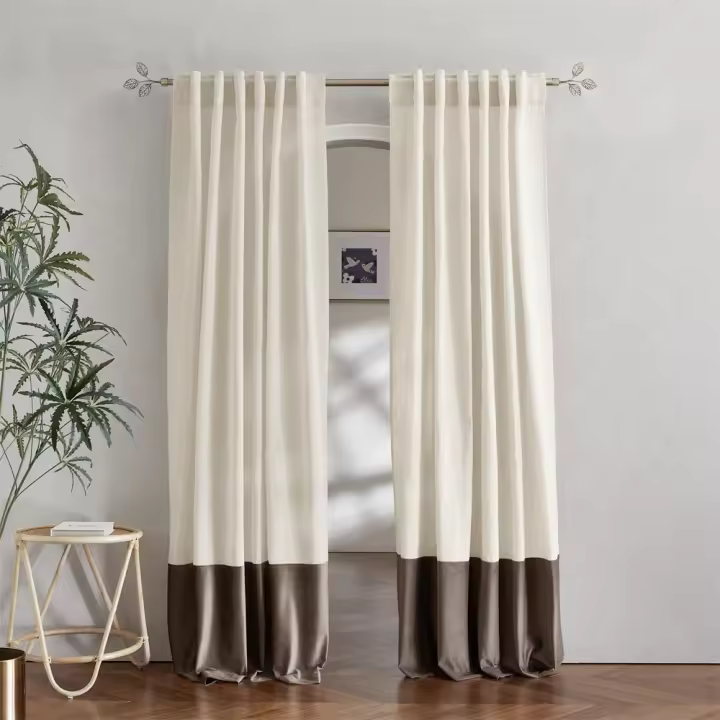 RYB-cortina de lino y terciopelo brillante para el hogar, cortinas modernas para dormitorio, Panel de sala de estar - 1