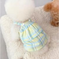 Vestido elegante en capas para perros, chaleco de verano de una pieza, ropa de primavera para cachorros, Chihuahua, falda larga a cuadros de color claro morado para mascotas, ropa para gatos - details 2