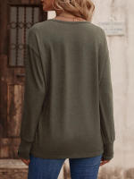 Camiseta holgada de manga larga con cuello en V para mujer, Tops blancos informales, jersey de oficina, otoño e invierno, nuevo - details 23