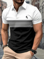Polo Rayas Casual para Hombre Camisa Botón Abajo Solapa t Camisa Casual Comfort - details 4