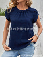 Moda mujer Primavera Verano nueva pétalo redondo elegante rt manga Top - details 23