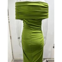 2025 vestido plisado de hombro de una palabra de primavera, falda de fondo dividida delgada y delgada, vestido, vestido largo - details 47
