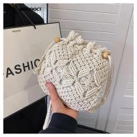 Bolso tipo cubo tipo bandolera tejido de paja para mujer, marca de diseñador de lujo, informal, a la moda, para viajes, playa, 2023 - details 6