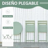 Conjunto de Muebles de Jardín Plegable Juego de 1 Mesa Redonda y 2 Sillas de Terraza con Marco de Acero y Respaldo para Balcón Patio Verde Oscuro - details 2